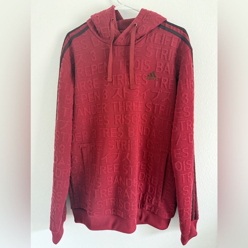 Adidas Men's Bold burgundy Hoodie with Black Accents